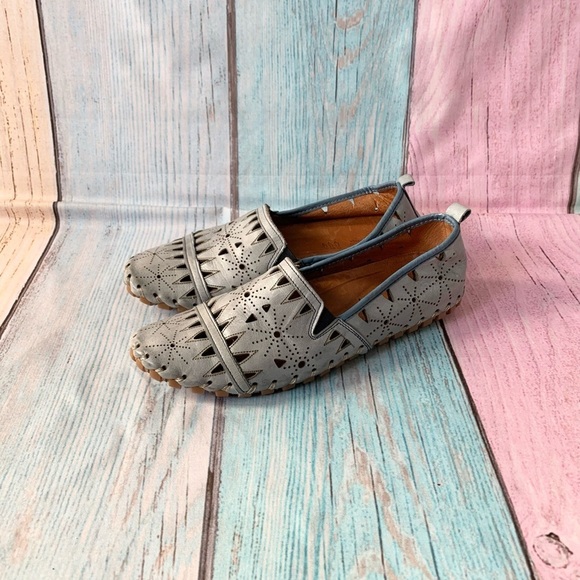Spring Step Shoes - Baby blue spring step fusaro Perforated leather Slip-On Loafers